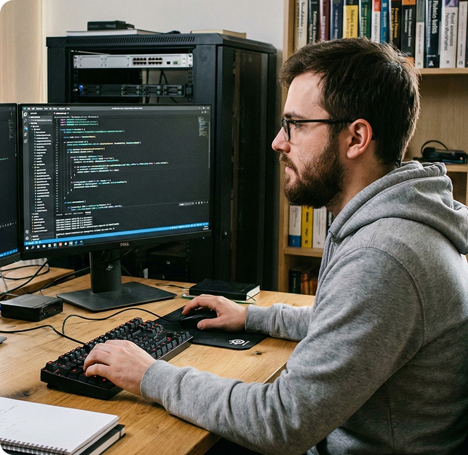Persona trabajando en un computador